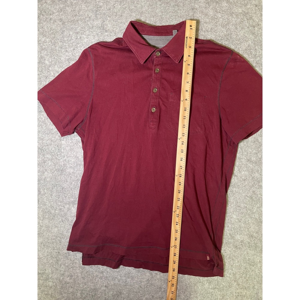Banana Republic Mens Polo Shirt Large Maroon Burgundy Cotton Short Sleeve Pocket - Picture 2 of 6